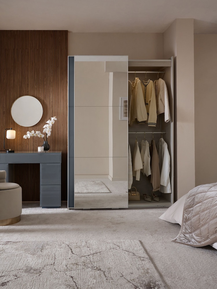 Mid Grey Sloane Glass 1.5m Sliding Wardrobe - Image 1 of 6