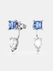 Swarovski Silver Tone Mesmera Jackets Mixed Cuts Detachable Blue Rhodium Plated Earrings - Image 1 of 5