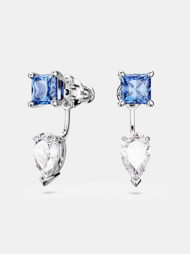 Swarovski Silver Tone Mesmera Jackets Mixed Cuts Detachable Blue Rhodium Plated Earrings - Image 1 of 5