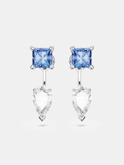 Swarovski Silver Tone Mesmera Jackets Mixed Cuts Detachable Blue Rhodium Plated Earrings - Image 2 of 5