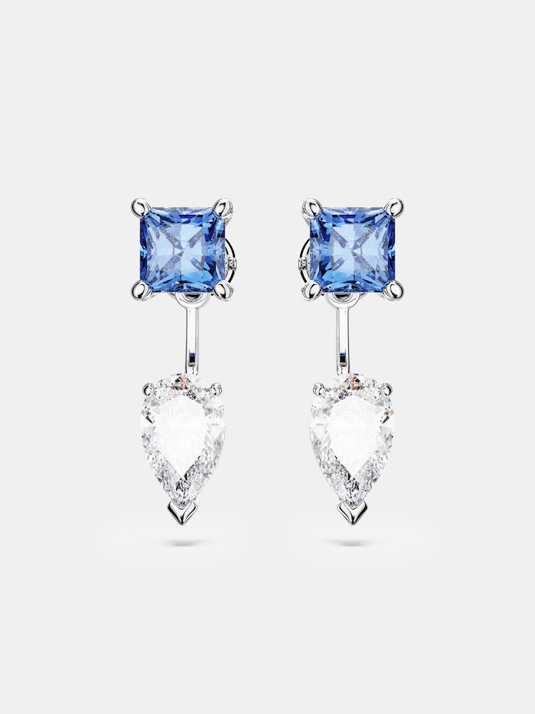 Swarovski Silver Tone Mesmera Jackets Mixed Cuts Detachable Blue Rhodium Plated Earrings - Image 2 of 5