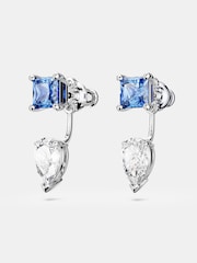 Swarovski Silver Tone Mesmera Jackets Mixed Cuts Detachable Blue Rhodium Plated Earrings - Image 3 of 5