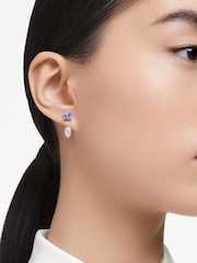Swarovski Silver Tone Mesmera Jackets Mixed Cuts Detachable Blue Rhodium Plated Earrings - Image 5 of 5