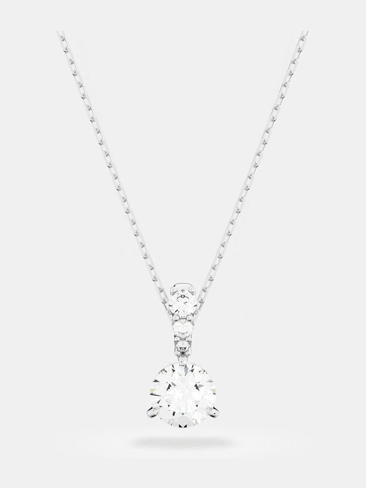 Swarovski Silver Tone Rhodium Plated Round Cut Solitaire Pendant - Image 1 of 7