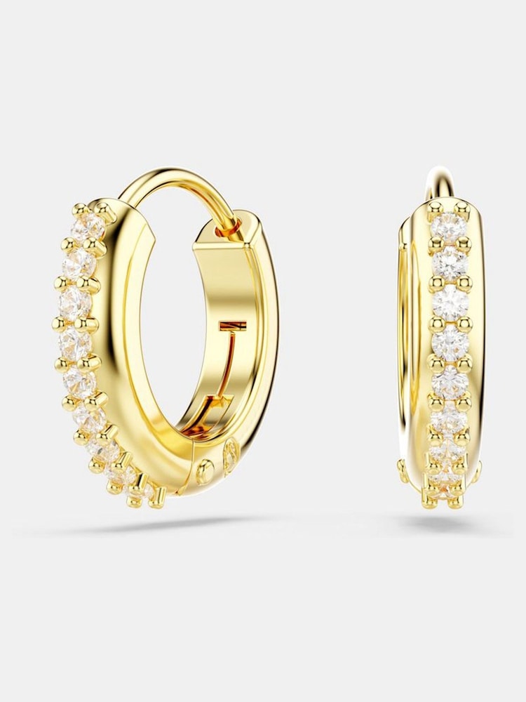 Swarovski Gold Matrix Hoop Earrings - Image 1 of 7