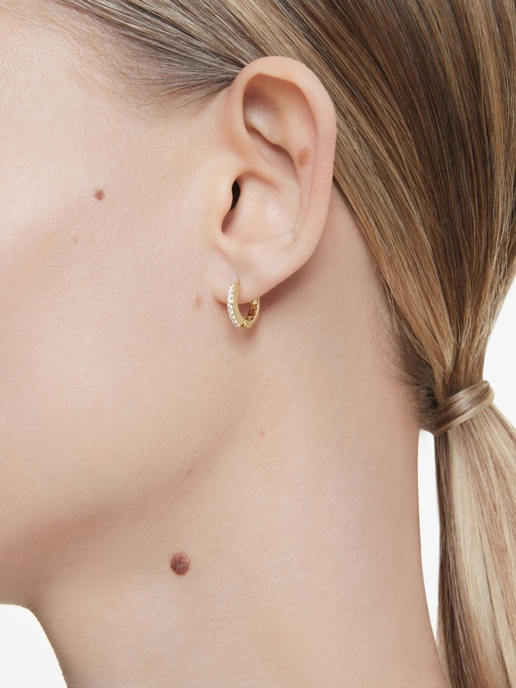 Swarovski Gold Matrix Hoop Earrings - Image 7 of 7