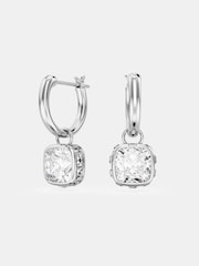 Swarovski Silver Tone Square Cut White Rhodium Plated Stilla Drop Earrings - Image 1 of 5