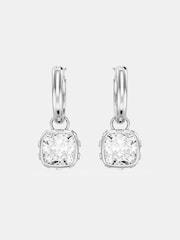 Swarovski Silver Tone Square Cut White Rhodium Plated Stilla Drop Earrings - Image 2 of 5