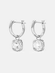 Swarovski Silver Tone Square Cut White Rhodium Plated Stilla Drop Earrings - Image 3 of 5