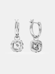 Swarovski Silver Tone Square Cut White Rhodium Plated Stilla Drop Earrings - Image 4 of 5