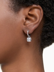 Swarovski Silver Tone Square Cut White Rhodium Plated Stilla Drop Earrings - Image 5 of 5