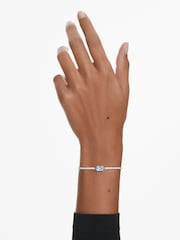 Swarovski Silver Tone Matrix Tennis Bracelet, Mixed Cuts, Blue, Rhodium Plated - Image 1 of 5