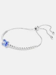 Swarovski Silver Tone Matrix Tennis Bracelet, Mixed Cuts, Blue, Rhodium Plated - Image 5 of 5