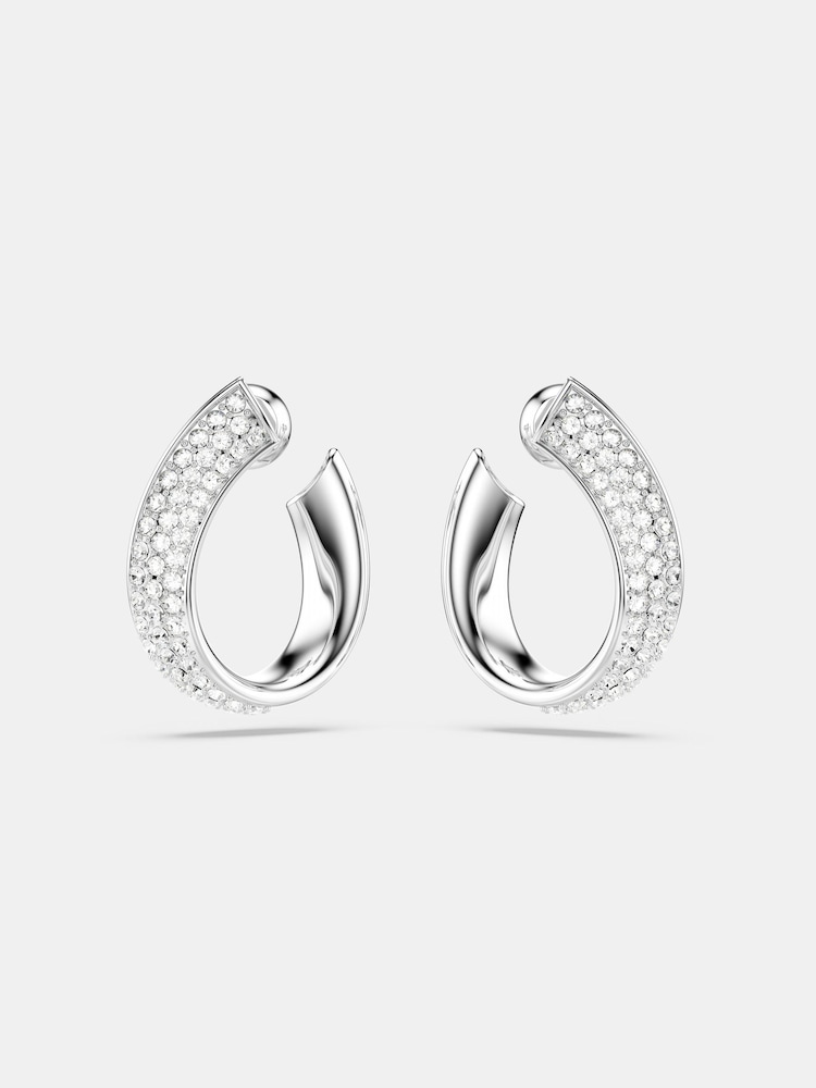 Swarovski Silver Small White Rhodium Plated Exist Hoop Earrings - Image 1 of 5