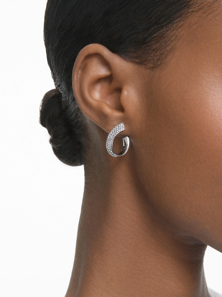 Swarovski Silver Small White Rhodium Plated Exist Hoop Earrings - Image 5 of 5