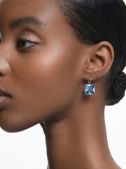 Swarovski White Square Cut Blue Rhodium Plated Millenia Drop Earrings - Image 1 of 5