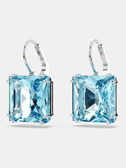 Swarovski White Square Cut Blue Rhodium Plated Millenia Drop Earrings - Image 4 of 5