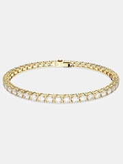 Swarovski Gold Matrix Tennis Bracelet, Round Cut, Gold-Tone Plated - Image 1 of 8