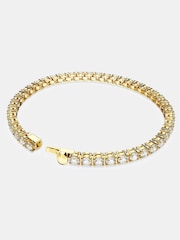 Swarovski Gold Matrix Tennis Bracelet, Round Cut, Gold-Tone Plated - Image 6 of 8
