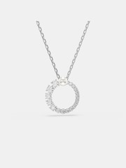 Swarovski Silver Tone Crystal Pearl Round Cut White Rhodium Plated Matrix Pendant Necklace - Image 1 of 7