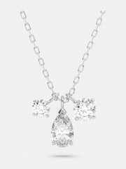 Swarovski Silver Tone Rhodium Plated Mixed Cut Cluster Pendant Necklace - Image 1 of 6