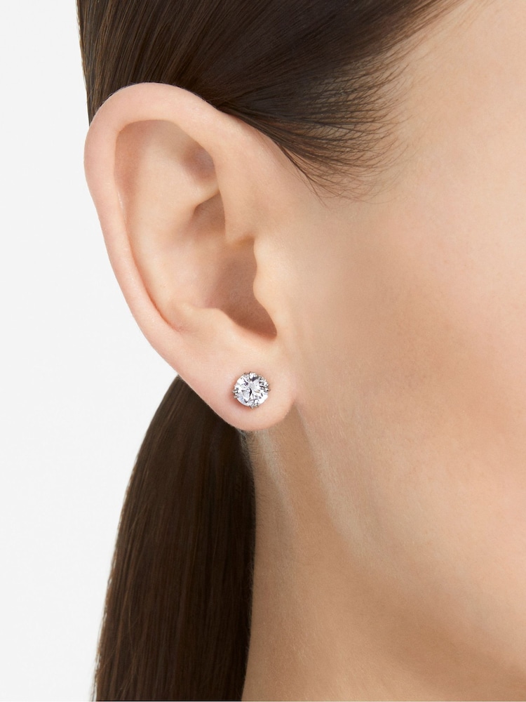 Swarovski Silver Tone Round Cut White Rhodium Plated Constella Stud Earrings - Image 1 of 5
