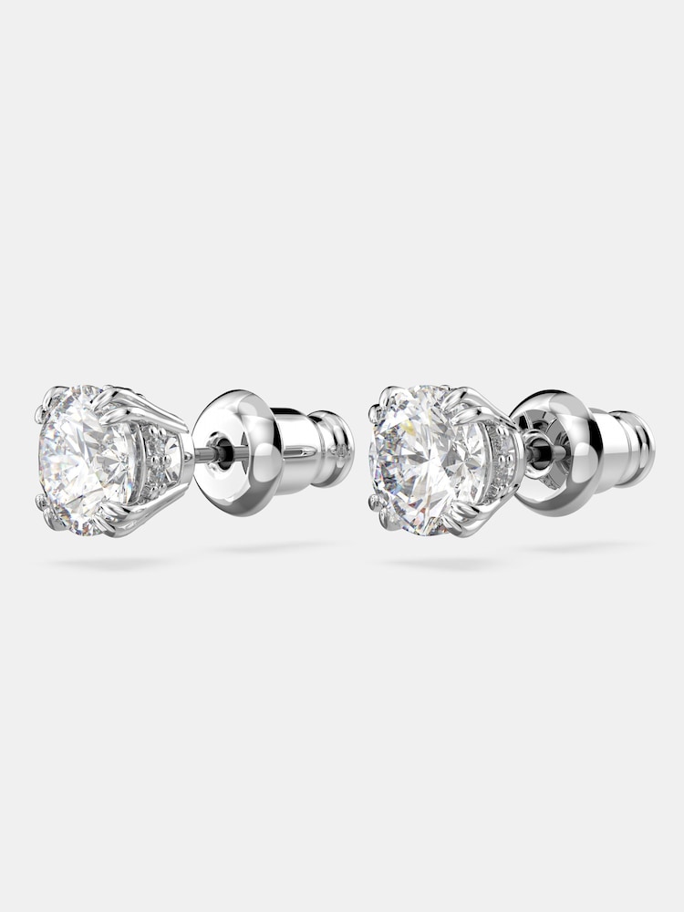 Swarovski Silver Tone Round Cut White Rhodium Plated Constella Stud Earrings - Image 5 of 5