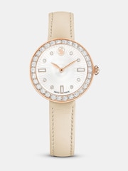 Swarovski Silver Tone Certa Watch, Swiss Made, Leather Strap, Beige, Rose Gold-Tone Finish - Image 2 of 7