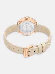 Swarovski Silver Tone Certa Watch, Swiss Made, Leather Strap, Beige, Rose Gold-Tone Finish - Image 4 of 7