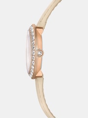 Swarovski Silver Tone Certa Watch, Swiss Made, Leather Strap, Beige, Rose Gold-Tone Finish - Image 7 of 7
