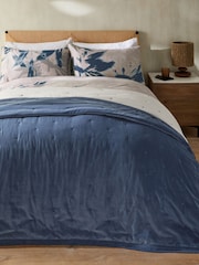 French Connection Indigo Blue Washed Velvet Bedspread - Image 1 of 3