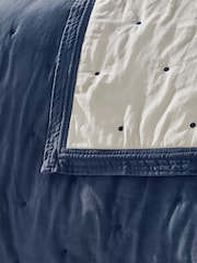 French Connection Indigo Blue Washed Velvet Bedspread - Image 2 of 3