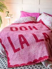 Rockett St George Pink Ooh La La Slogan Brushed Throw - Image 1 of 4