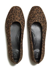 FitFlop Brown Delicato Suede Leopard Ballerinas - Image 4 of 5