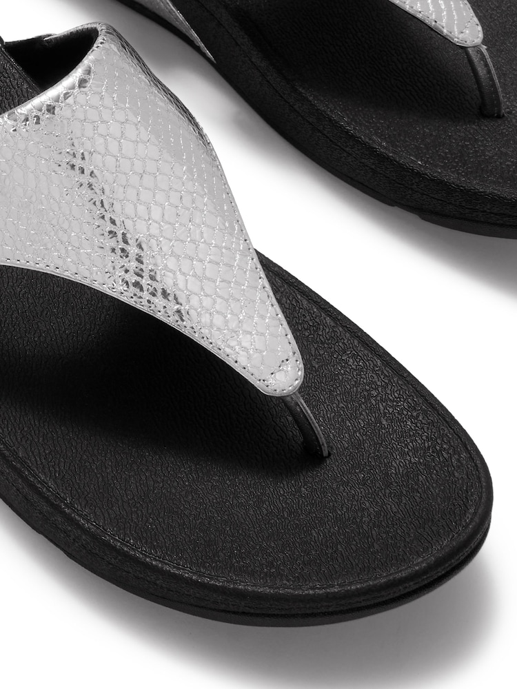 FitFlop Silver Lulu Metallic Snake Toe-post Sandals - Image 5 of 5