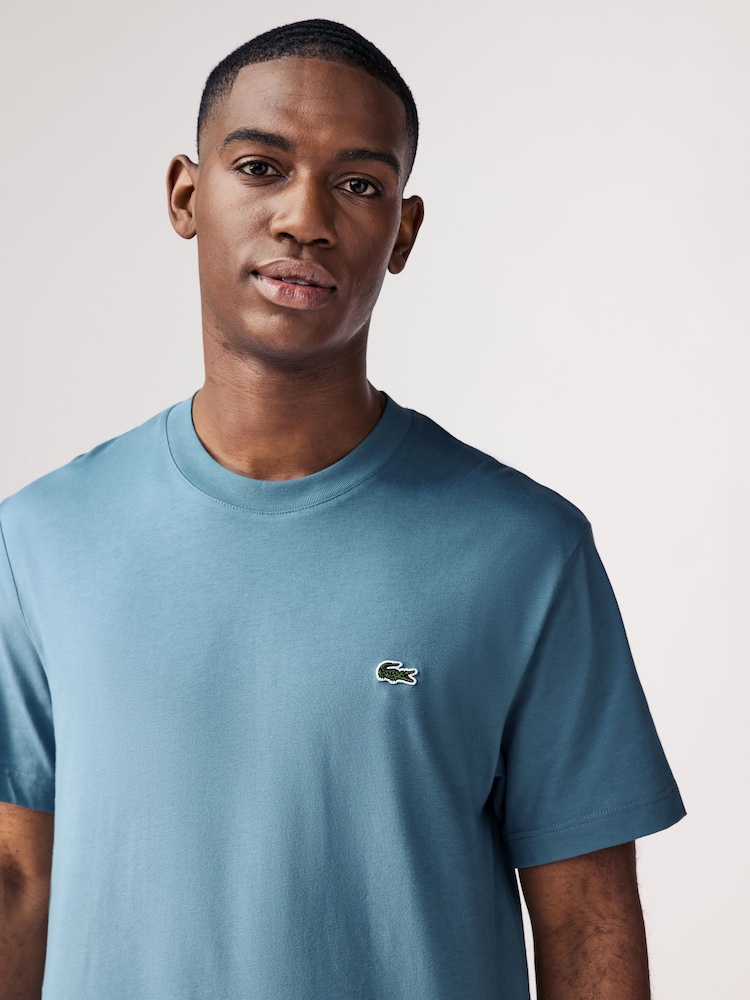 Светло-голубой - Lacoste Relaxed Fit Jersey 100% Cotton T-Shirt - Image 2 of 5