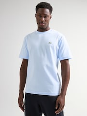 Голубой - Трикотажная футболка свободного кроя из 100% хлопка Lacoste - Изображение 1 из 5