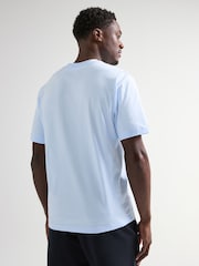 Голубой - Трикотажная футболка свободного кроя из 100% хлопка Lacoste - Изображение 2 из 5