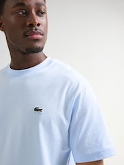 Голубой - Трикотажная футболка свободного кроя из 100% хлопка Lacoste - Изображение 3 из 5