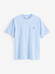 Голубой - Трикотажная футболка свободного кроя из 100% хлопка Lacoste - Изображение 4 из 5