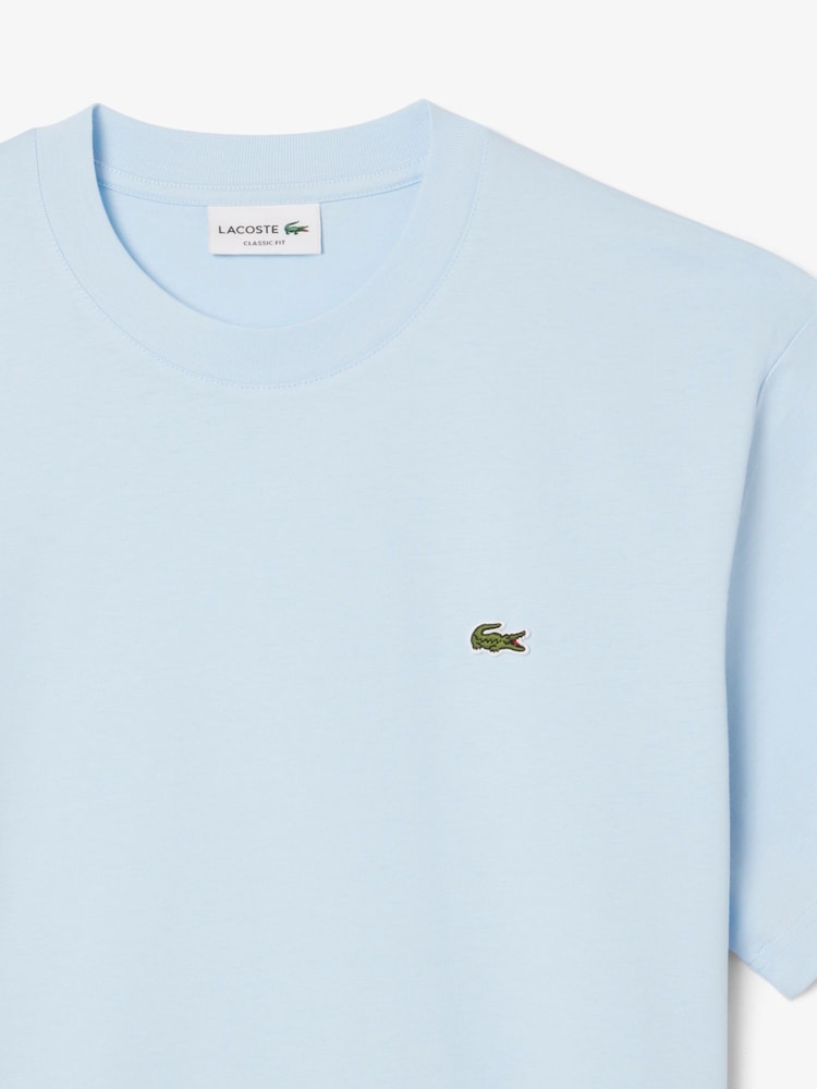 Голубой - Трикотажная футболка свободного кроя из 100% хлопка Lacoste - Изображение 5 из 5