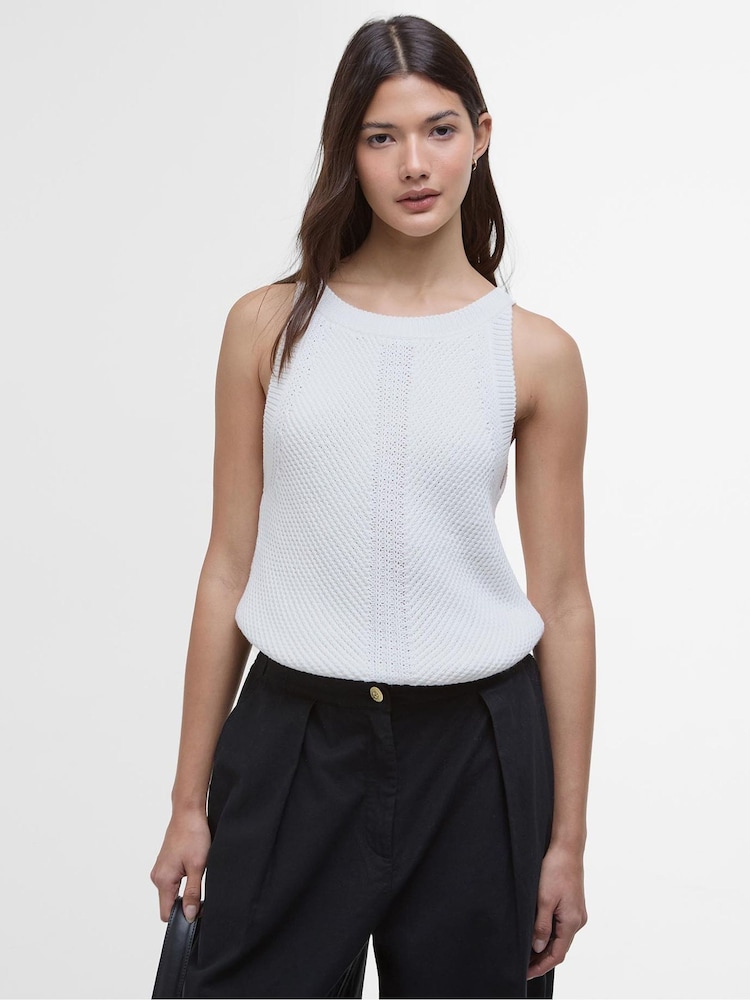 Barbour® International Dakota Sleeveless Knitted 100% Cotton Vest Top - Image 1 of 5
