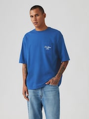 Levi's® Blue Half Sleeve Script Logo Pocket 100% Cotton T-Shirt - Image 1 of 4