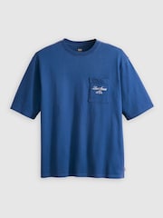 Levi's® Blue Half Sleeve Script Logo Pocket 100% Cotton T-Shirt - Image 3 of 4