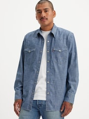 Levi's® Blue Barstow Western Standard Chambray 100% Cotton Shirt - Image 1 of 7