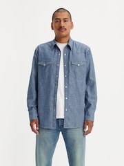Levi's® Blue Barstow Western Standard Chambray 100% Cotton Shirt - Image 2 of 7