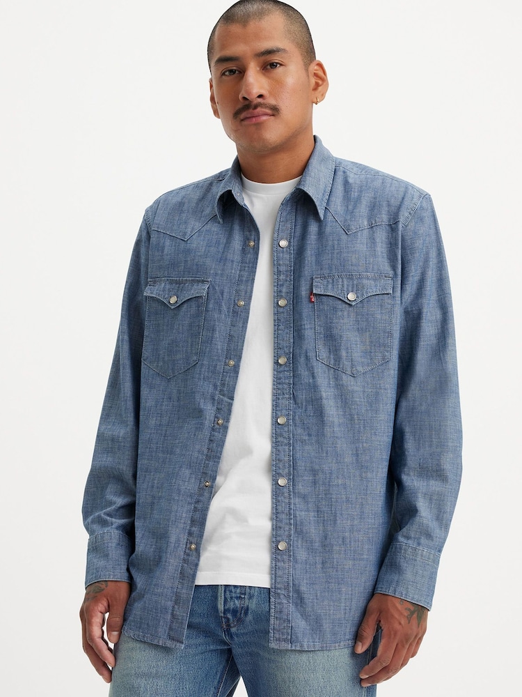 Levi's® Blue Barstow Western Standard Chambray 100% Cotton Shirt - Image 2 of 7