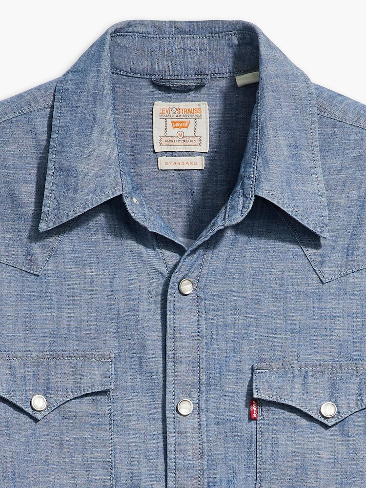 Levi's® Blue Barstow Western Standard Chambray 100% Cotton Shirt - Image 6 of 7