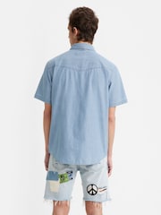 Levi's® Blue Short Sleeve Relaxed Chambray Western 100% Cotton Shirt - Image 2 of 7