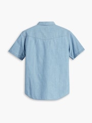 Levi's® Blue Short Sleeve Relaxed Chambray Western 100% Cotton Shirt - Image 5 of 7